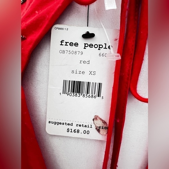 Free People NWT Beaded Embellished Red Boho Mini Dress Sz XS - Picture 3 of 16